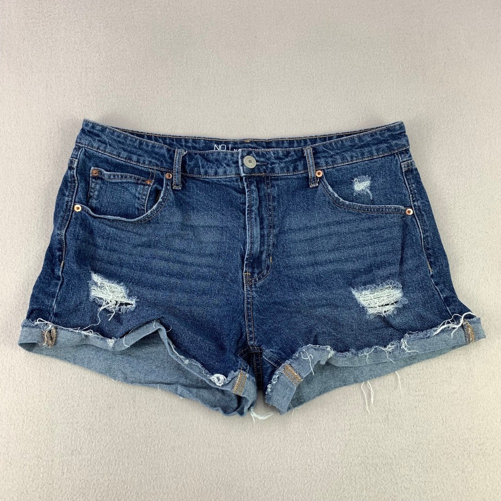 No Boundaries Distressed Denim Jean Shorts Women 15 Blue Western